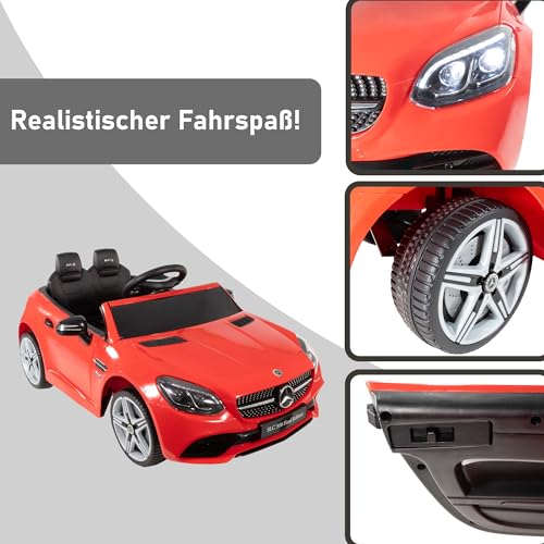 LEMODO Elektroauto rot für Kinder ab 3 Jahre | Kinder Elektroauto mit Fernbedienung | Kinderauto mit Funktionen und Radio | Elektroauto mit Sicherheitsgurt | Offizielles Lizenzprodukt von Mercedes – Bild 4