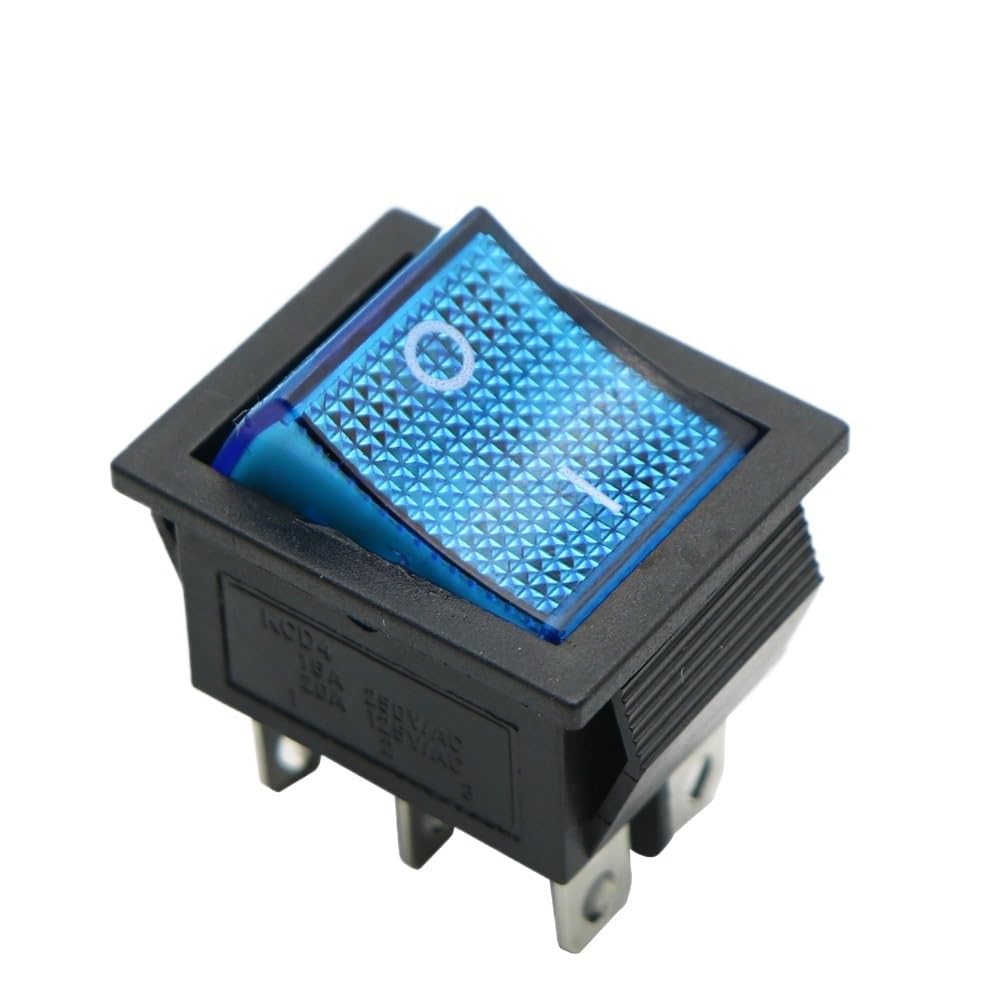 IDGTTLDF 2 Position KCD4 Rocker Switch ON-Off 4 Pins /6 Pins Electrical Equipment with Light Power Switch Switch Cap 16A 250VAC/ 20A 125V(Blue,6 Pins)