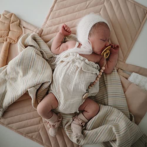 Image of mushie Muslin Baby Swaddle Blanket | 100% Organic Cotton (Retro Stripe)