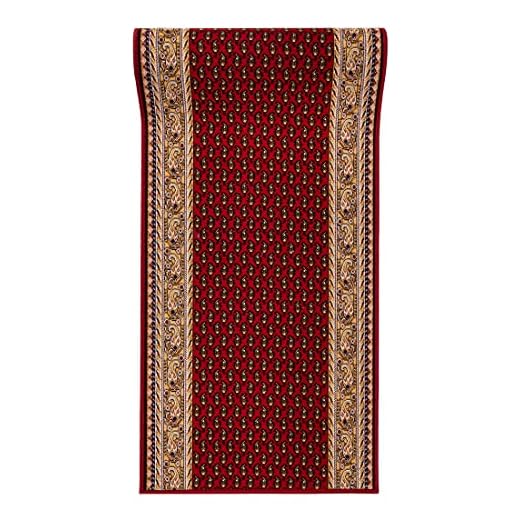 Mazovia Alfombra de Pasillo Larga - Alfombra Antideslizante Clásico - Pelo Corto - Alfombras de Pasillo por Metros - Alfombras para Pasillos Largos - Marrón Rojo - 80 x 600 cm