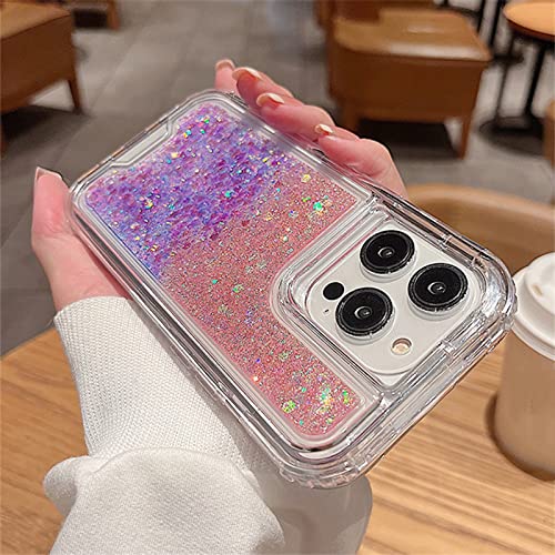 Coque iPhone 14 transparente pailletée dégradée antichoc 3-en-1 Rose Violet