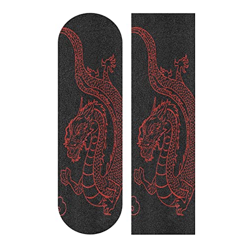 Black Red Dragon Skateboard Grip Tape Sheets Creative Longboard Waterproof Griptapes For Youth Boys Girls Kids Men No Bubble Free Easy To Apply.(9"X33" 1Pcs) #TOP1