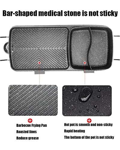 2 em 1 Grelhador Elétrico E Panela Quente 2200 W Frigideira De Churrasco Shabu Shabu Máquina De Chur