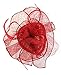 C.C Women's Elegant Cocktail Fashion Mesh Sinamay Fascinator Headband, Veil Floral Red