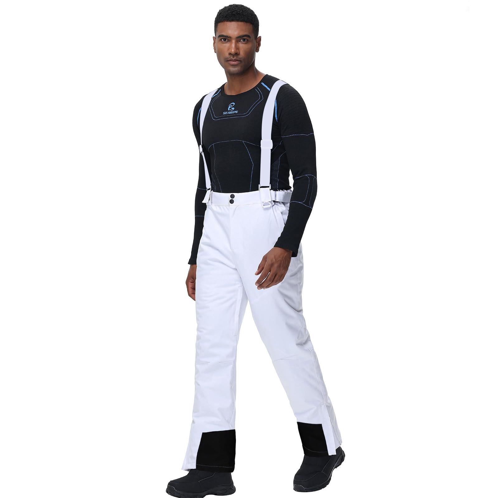 HOUZONIY Pantalones de esquí para hombre, forrados con tirantes, impermeables, resistentes al viento, pantalones de esquí para la nieve, pantalones de snowboard para exteriores