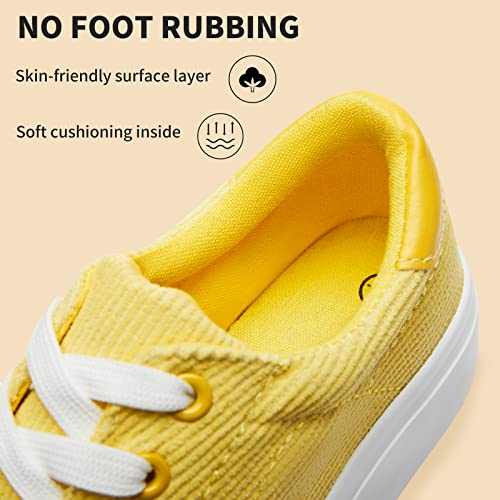 Image of THATXUAOV Womens Platform Sneakers White Tennis Shoes Casual Low Top Fashion Sneakers(Yellow,US5