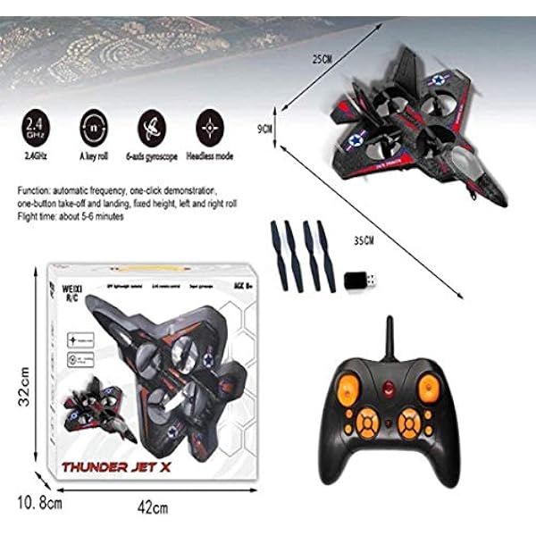 2.4GHz Sex Kanaler Fjärrkontroll Plane Electric Fixat påskynda glider Aviation Modell Toy 360 ° Flip helikopter Quadcopter LED-lampor (Color : Rosso)