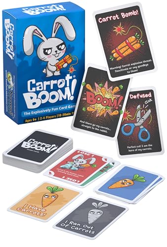 KAWAII LAB GAMES Carrot Boom – Explosive Family Card Game, Quick & Easy to Learn for Game Night | 2-4 Players | Ages 6+ | 10-20 min per Game (typically 10-15)