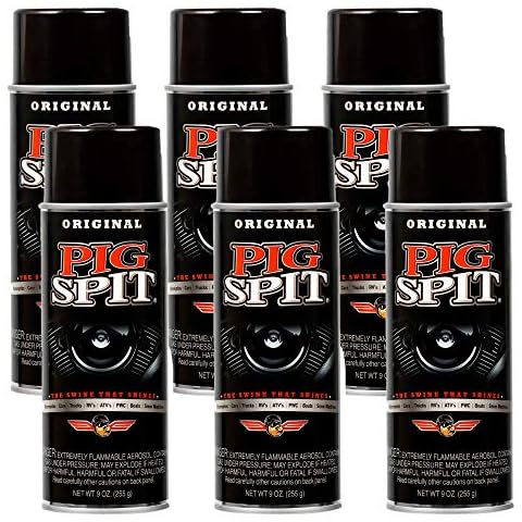 Pig Spit Original for Use on Motors, Transmissions, Vinyl and Black Plastic Trim Components and Tires, 9 oz, 6-Pack (PSO-6PK) Cover