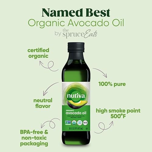 Miniatura 4 de Nutiva Aceite de aguacate orgánico refinado al vapor 100 puro 16 onzas líquidas orgánico USDA sin OMG aprobado por Whole 30 keto paleo aceite de
