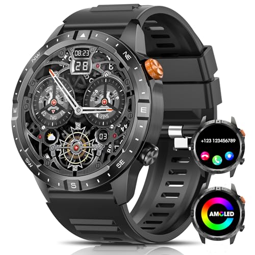 DEKELIFE Smartwatch Herren mit Telefonfunktion, 1,43' AMOLED Always-On Display Armbanduhr, 70+...