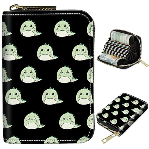 Piccolo portafoglio da viaggio sottile multi-slot per carte di credito carino porta di RFID blocco piccolo per donne uomini Simpatici dinosauri