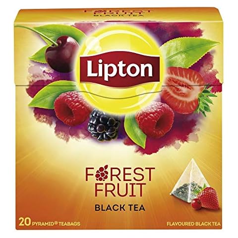 Lipton Schwarzer Tee Waldfrucht für echte Teegenießer aus nachhaltigem Anbau 20 Pyramidenbeutel 1 Packung 3er Pack Cover