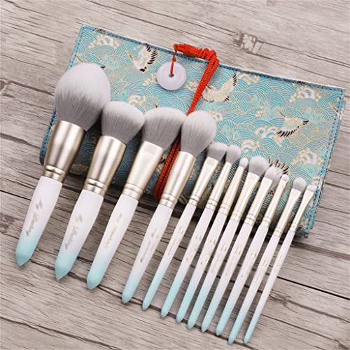 Pinceaux cosmétiques blancs anti-traces 12 pièces en poils synthétiques doux pour peau sensible