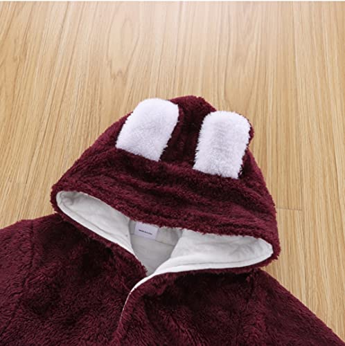 Image of BRANDONN Unisex Baby Flannel Reversible Jumpsuit Panda Style Cosplay Clothes Bunting Outfits Snowsuit Hooded Romper Outwear (Coffee, 3-6 Months)