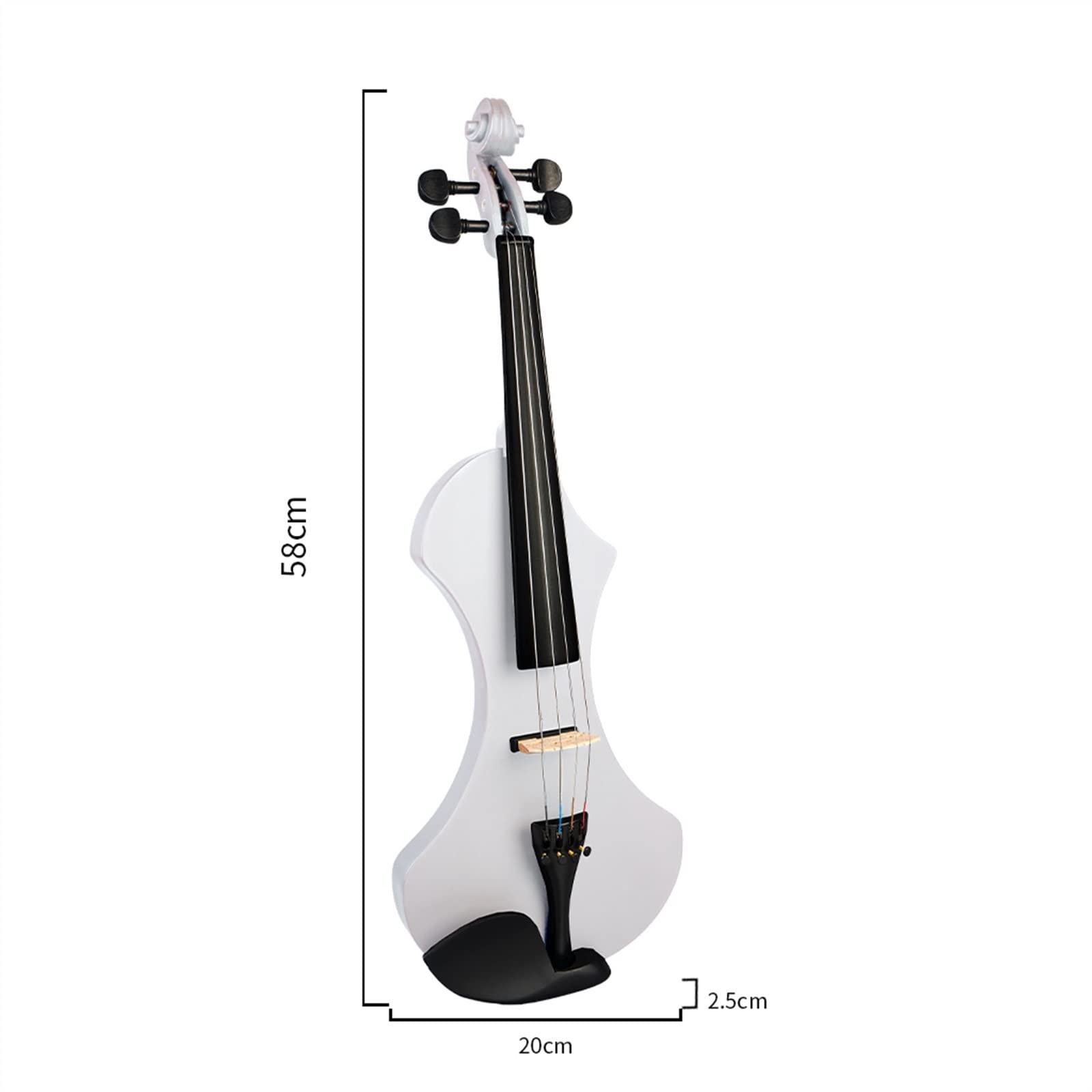 Violino Elettrico 4/4 Bianco Opaco Full Size in Legno Massello Set di Violino Elettronico/Silenzioso con Arco per Violino Custodia per Violino Corde per Violino Violini per Studenti