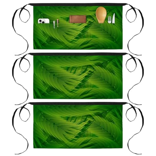 Tablier court de chef motif feuille de palmier pour cuisine et bistrot