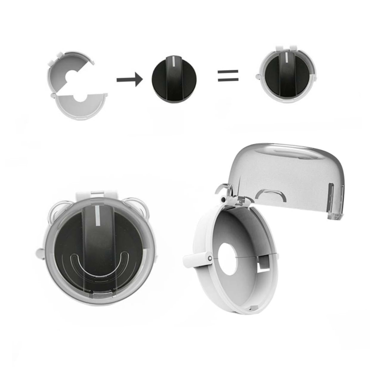 KOMBIUDA 2Pcs Safe Clear Stove Knob Covers with Hinged Lid Heat Resistant and Removable Oven Knob Guards for Kitchen Safety Proofing Essential