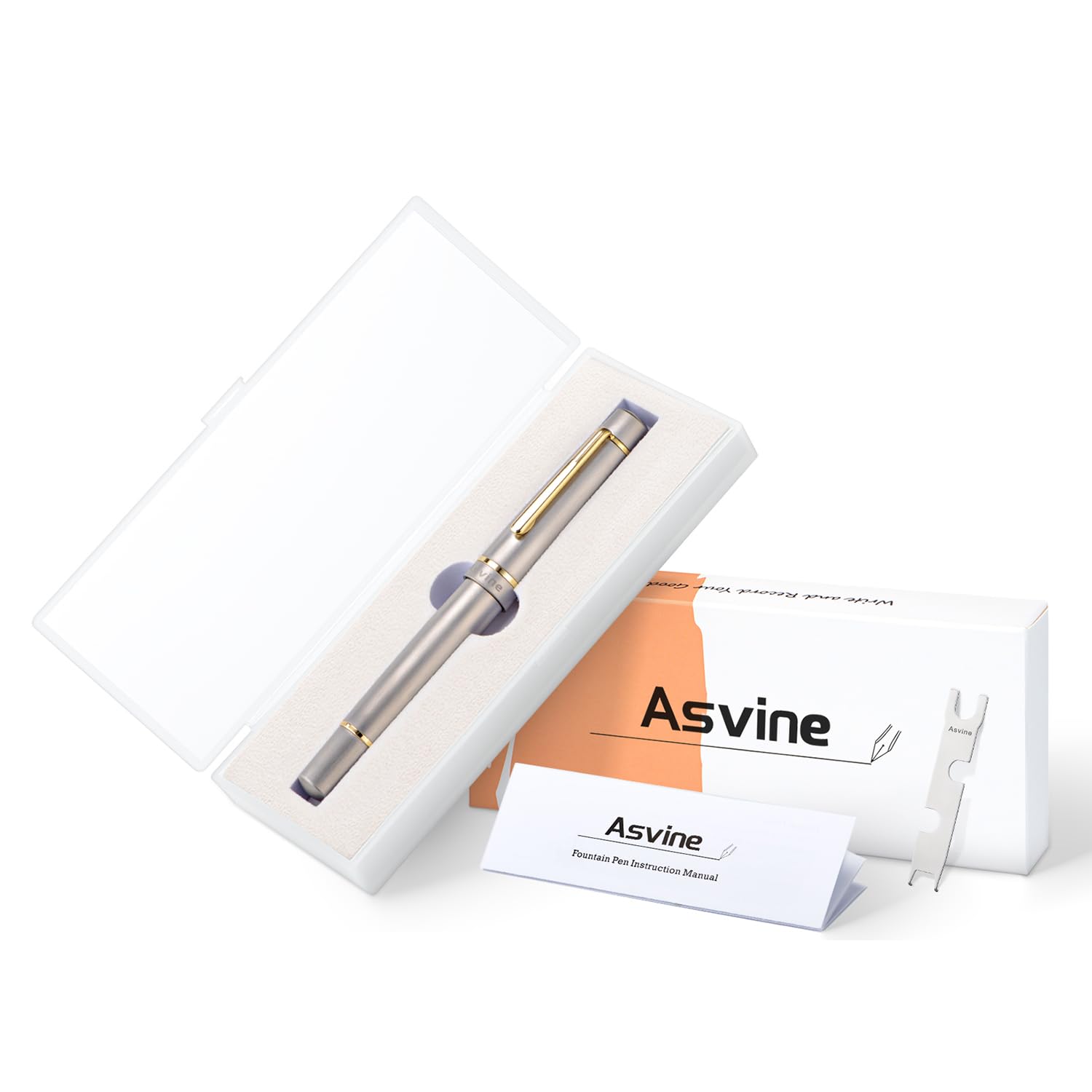 Asvine P100 gebürstet Titan Kolben Füllstift, #8 Extra Feine Nib Schreiber