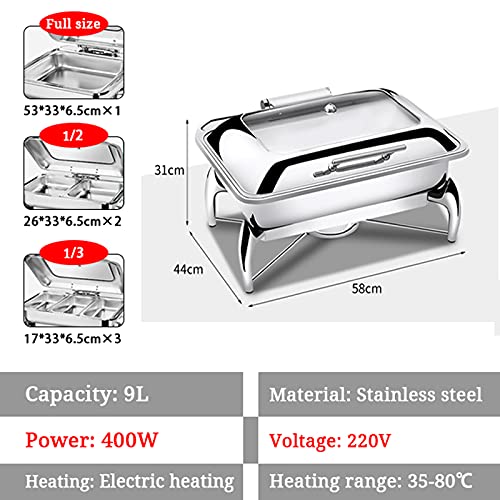 LYUQIU Chafing Dish Speisenwärmer, Speisenwärmer Edelstahl Elektrisch für Partys Buffets, Buffetwärmer mit Abnehmbarem… – Bild 3