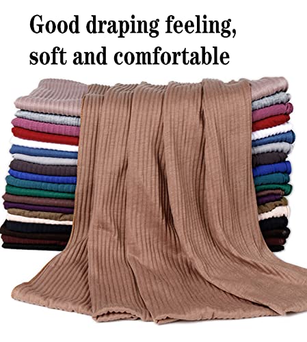 2PCS Women Hijab Scarfs Solid Color Muslim Head Scarf Stretch Jersey hijab muslim scarf4
