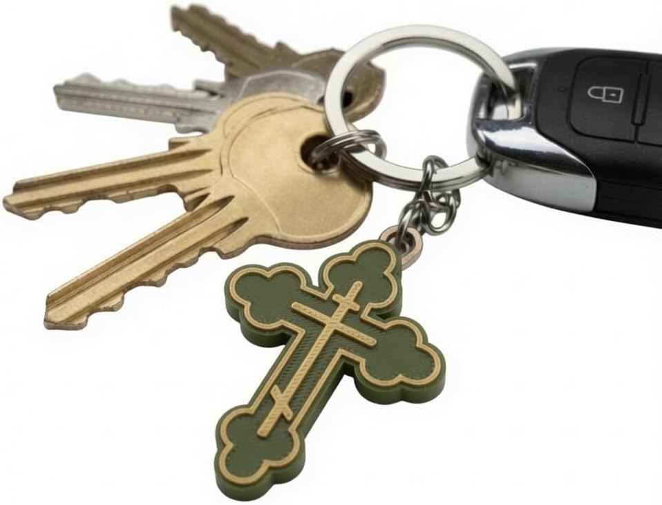 Orthodox Christian 3-Bar Cross Keychain