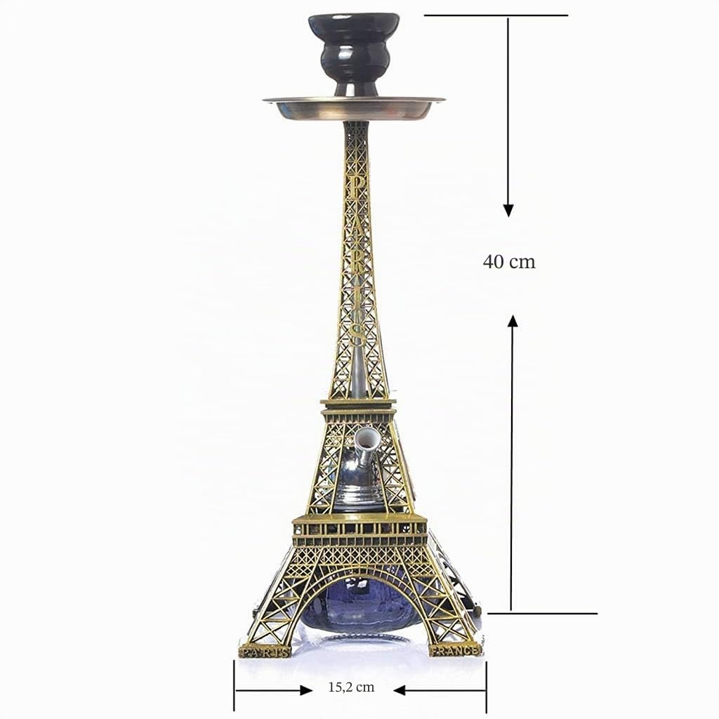 LJJ Cachimba Shisha Set 2 Mangueras Modelo De La Torre Eiffel Hookah con Olla De Humo De Cerámica Maravillosa Experiencia De Hookah Shisha