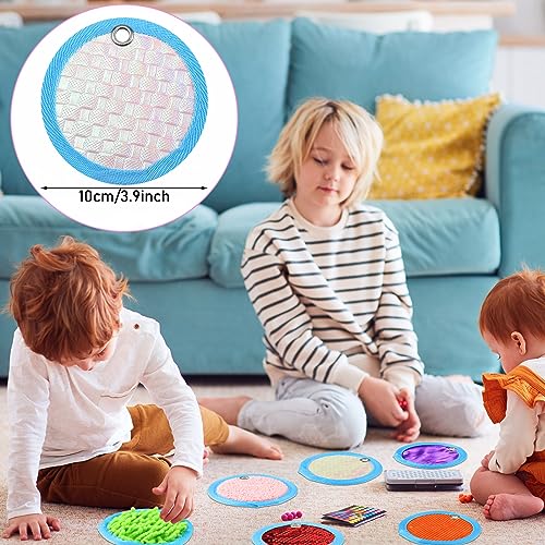Image of Boao 8 Set Mini Sensory Mats Assorted Textured Play Mats Sensory Floor Tiles Educational Tactile Toys for Activity(4 Inch,Round)
