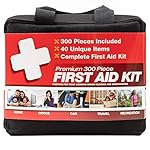 M2 BASICS 300 Piece 40 Unique Items First Aid Kit Free First Aid Guide Emergency Medical Supply for Home Office Outdoors Car Survival Workplace