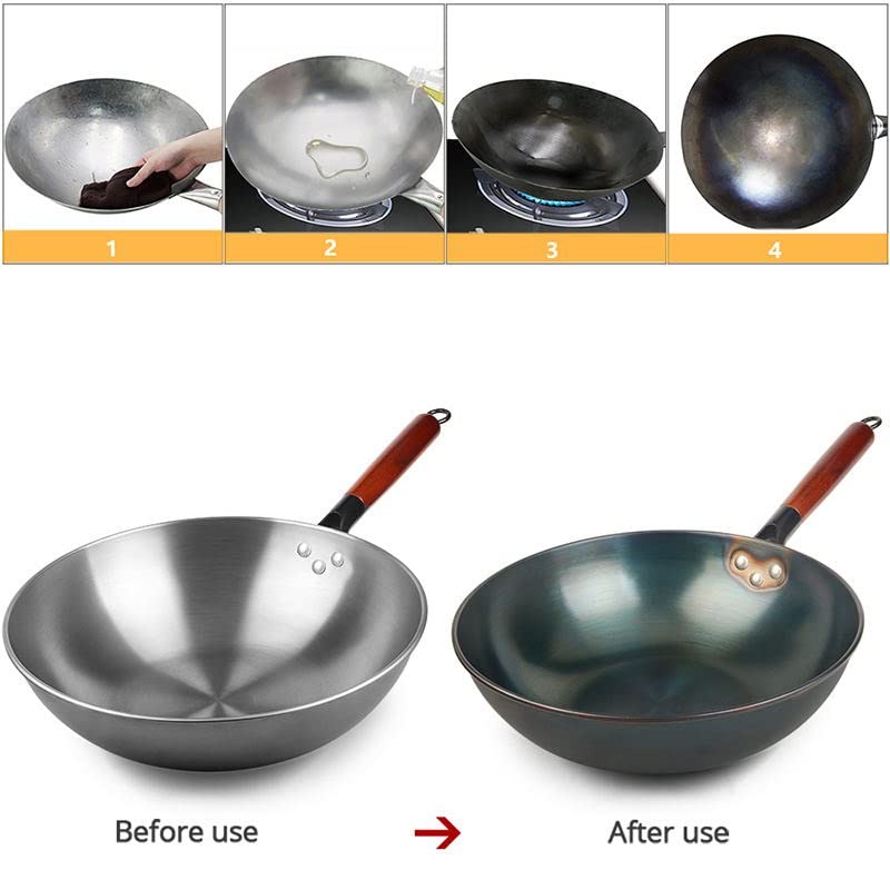 Wok con mango de madera desmontable miniatura 3