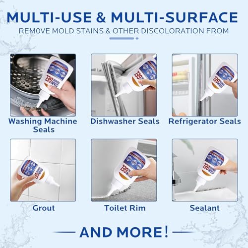 Image of VONT Mold Stain Remover Gel :Use on Washing Machine Gasket,Sink,Shower and Bathroom Grout - Front Load Washer Cleaning Solution,Heavy Duty Stain (200 ml)