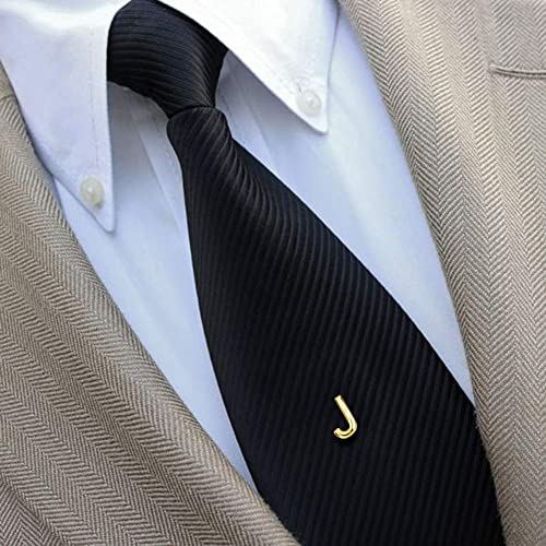 AMITER Men Tie Tack Initial Gold/Silver Tie Pin with Chain Clips for Necktie, Bow Tie & Hat2