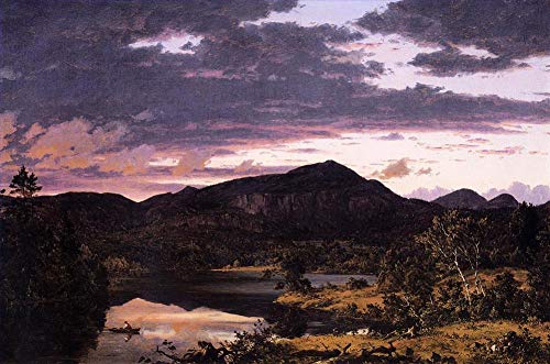 Peinture scène de lac lacustre paysage de monts déserts Frederic Edwin Church toile salon
