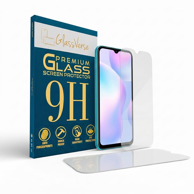Image of GlassVerse PureView Tempered Glass for Redmi 9i | Crystal Clear, 9H Hardness Screen Protector, Edge to Edge, Case Friendly, Hassle-less Installation Kit Included. (Pack of 2)