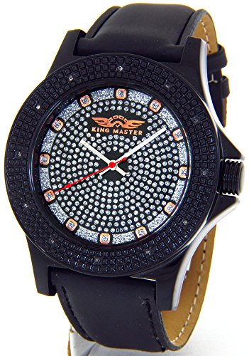 �����YKing Master Genuine Diamond Watch�u���b�N�g�[���P�[�X�u���b�N���U�[�o���h# km-578