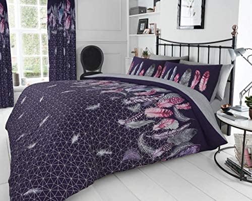 GC GAVENO CAVAILIA Premium Printed Bedding Sets Double Size, Feather Duvet Quilt Cover, Cotton Blend Bed Covers, Purple