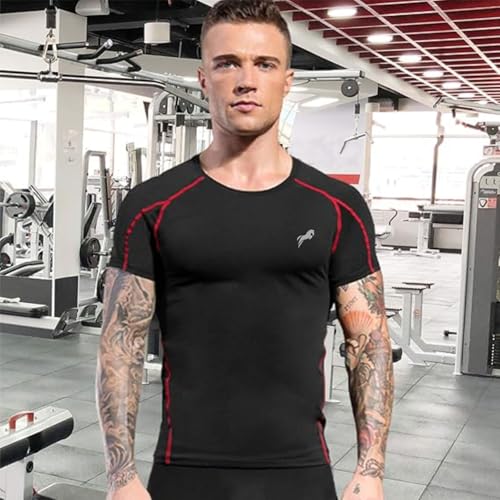 Image of JUST RIDER Half Sleeve Compression T-Shirt - Men's Athletic & Sports Tights for Fitness Compression T Shirt for Men Gym