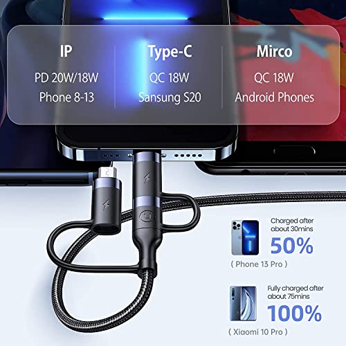 Image of INICIO Multi 5 in 1 PD Fast Charging Cable USB C /A to 60W Type C / 18W Micro / 20W iOS for MacBook iPad Pro Air iPhone 15 14 13 XPS Spectre Envy Galaxy S24 S23 Ultra Redmi Note Pixel 7 8 etc