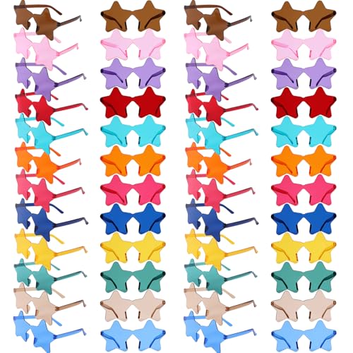 48 Pairs Kids Star Shaped Sunglasses, Rimless Transparent Glasses Bulk for Adults and Kids, Party Favors for Summer Pool, Carnival, Beach, Classroom Prize, Birthday, Goody Bag Stuffers