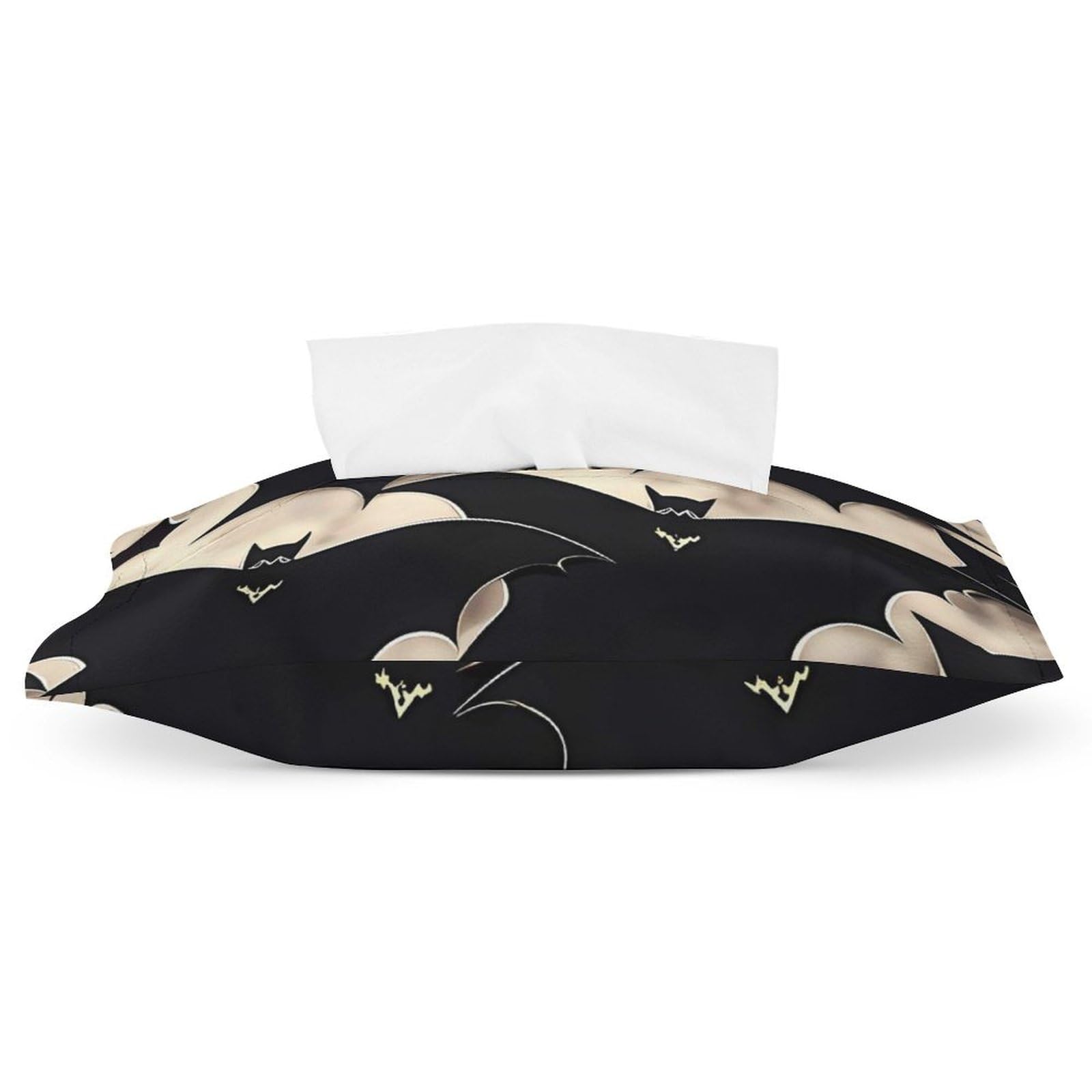 Housse de boîte à mouchoirs en cuir PU imprimé chauve-souris pour bureau et salon