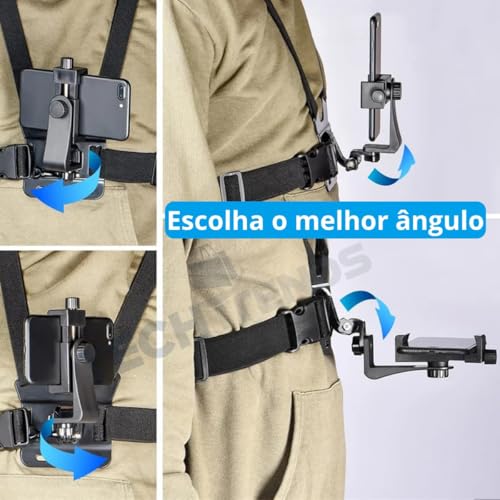 Image of Careflection G0Pro Chest Mount Harness for Mobile & Action Camera, Adjustable 360 Chest Strap Vest for Sports, Bike, Moto Vlogging, Compatible with G0Pro, Insta360 & Smartphones (Black)
