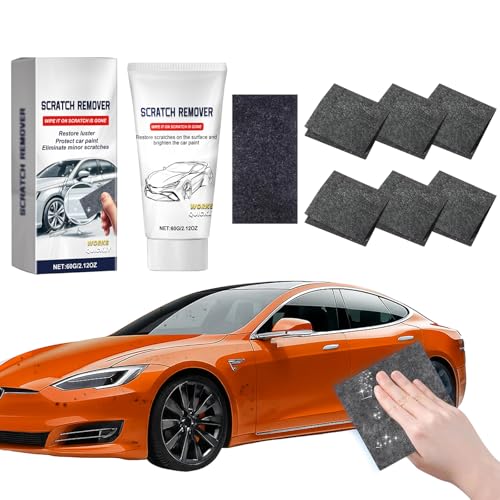 Kit Rimuovi Graffi Auto 2025 con 6x Panni Nano e Pasta Lucidante 60g, Panni in Microfibra per Riparazione Vernice Carrozzeria, Riutilizzabili per Tutti i Veicoli