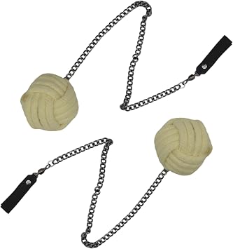 Monkey Fist Fire Poi, Spinning Flow Props for Circus, Dance & Fire Performance - Practice or Festival Use-Set of 2 Spinning Flow Propets for Circus Dance Fire Performance Total Length 27"