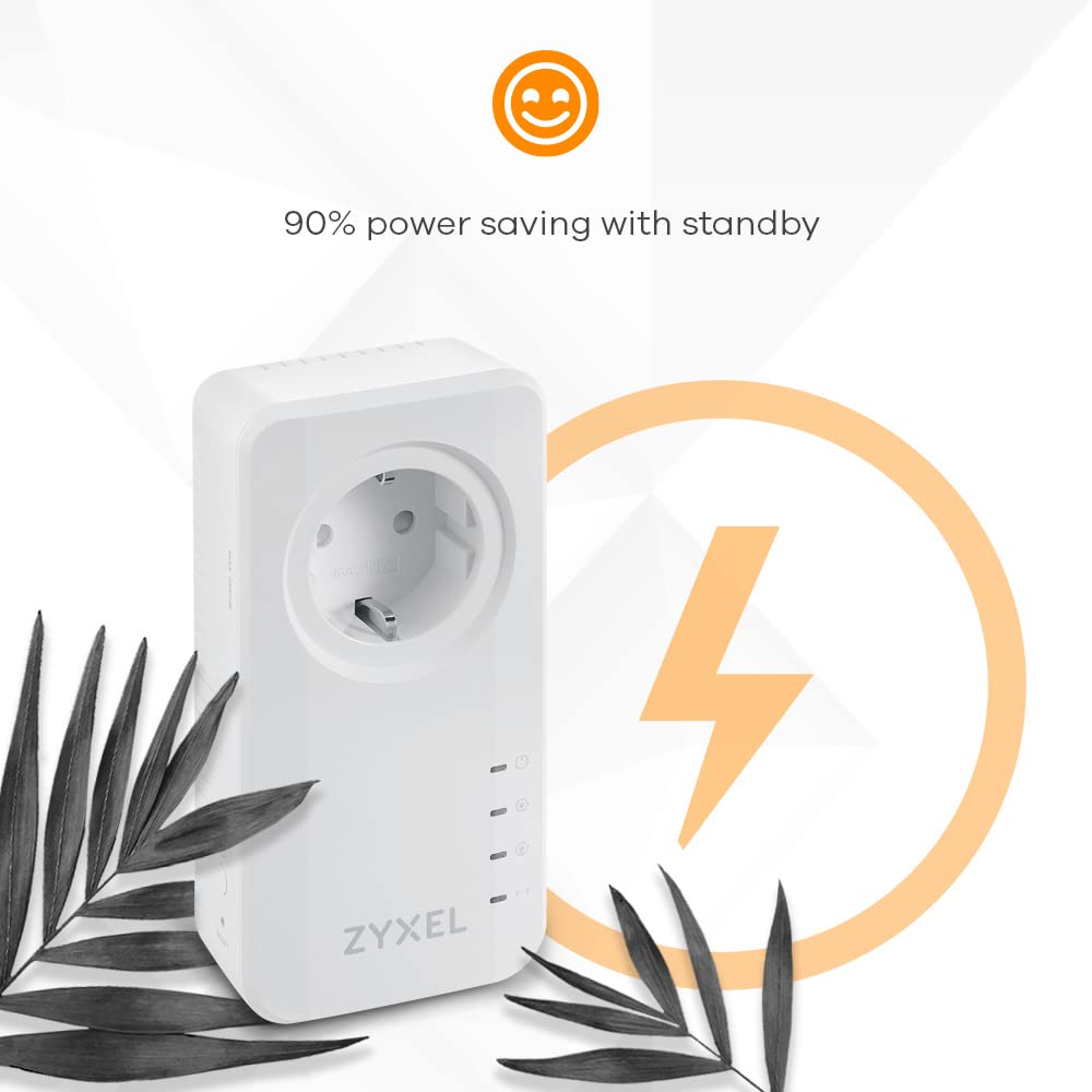 Zyxel Zestaw 2 adapterów Ethernet G.hn 2400 Powerline – konstrukcja przelotowa, port Gigabit, rozwiązanie typu plug-and-play, przesyłanie strumieniowe 8K [PLA6457]