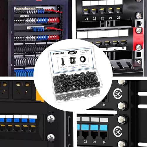 Sunxeke 45 Pack M6 x 16mm Rack Mount Screws,Cage Nuts for Rack Mount Server Shelves,Routers,Rack Mount Server Cabinet.Server Rack Screws,Square Insert Nuts and Washers with Box - Thumbnail 6