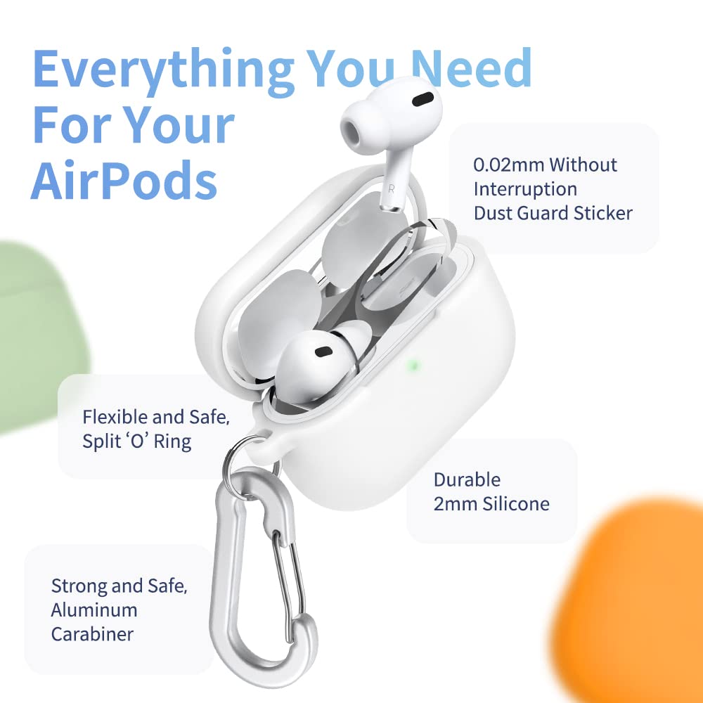[3 in 1] AirPods Pro 3 Silicone Case + Anti-Lost Carabiner + Dust Guard Metal Film, Protective Cover with Keychain for Apple AirPods Pro3 (2025) — view 4