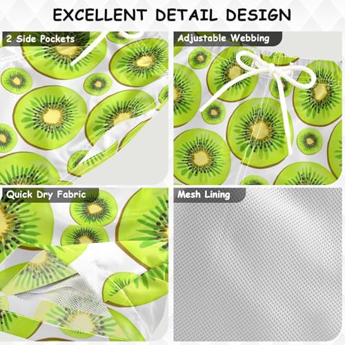 DOMIKING Fruit Kiwi Slice White Toddler Boys' Swim Trunks Mesh Lining Swim Shorts for Boys Kids Adjustable Waist3