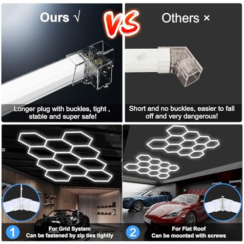 modern hexagon garage lights25 pack 216w 25920lm high brightness hexagon garage led lights for garage shopping mall workshop and car detailing shop etc   