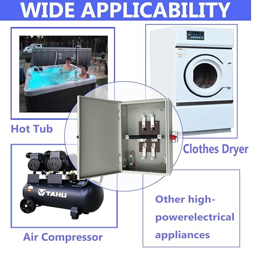 200 Amp Generator Transfer Switch, 240V/120V 4 Wire 2 Pole Non-Fusible, Multiple Insulation Protection to Ensure Your Safety, NEMA-3R Enclosure Manual Transfer Switch Lockable Design - Image 6