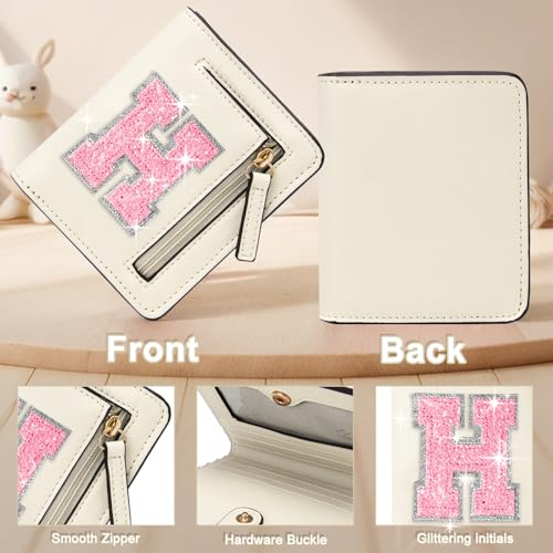 Image of Birthday Gifts for Teen Girl Kids Wallet Girl Wallets Small Initial Rfid Wallet Teen Girls Gift Preppy Stuff for Girls Beige H